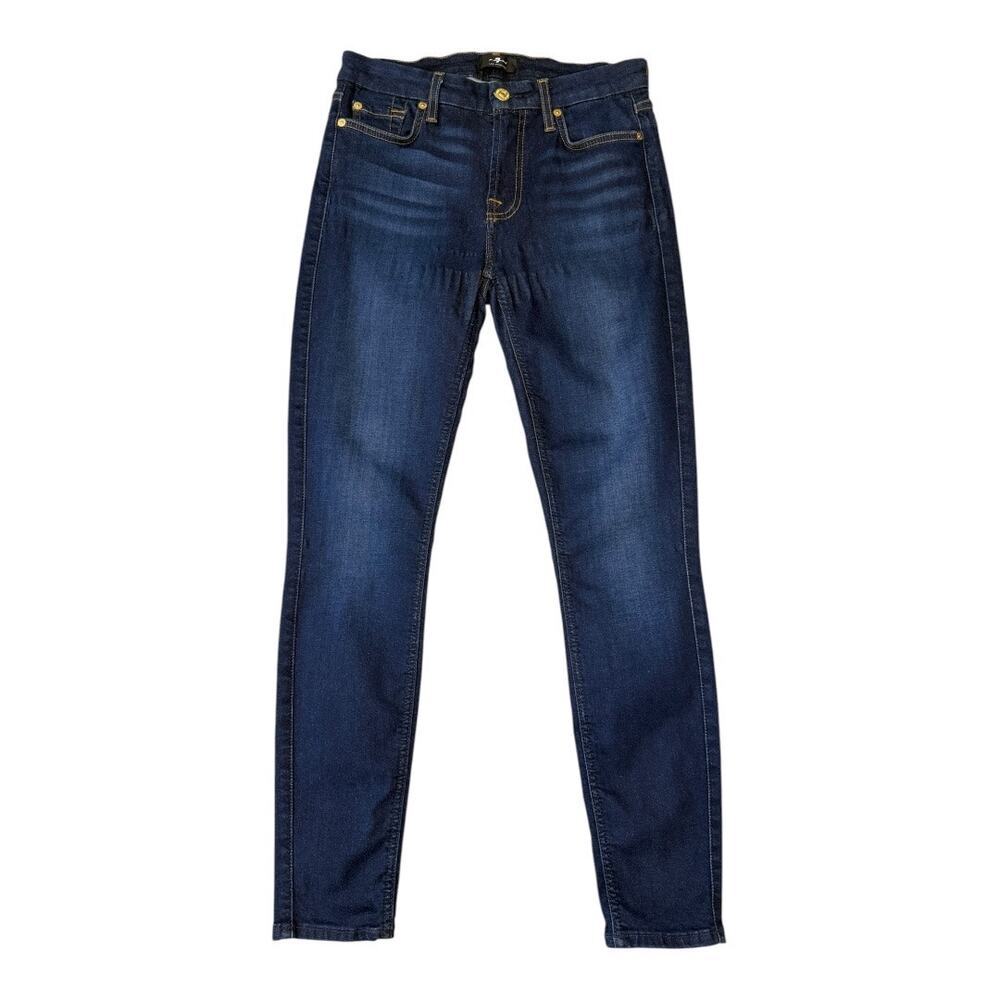 7 For All Mankind Women's Ankle Skinny Jeans Dark‎ Wash Size 4 (27) Blue